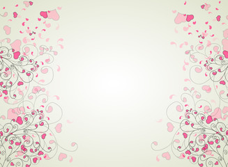 Hearts and swirls on on a light background. seamless background