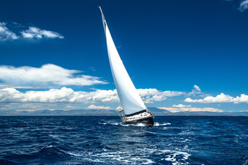 Fototapeta na wymiar Boat in sailing regatta.