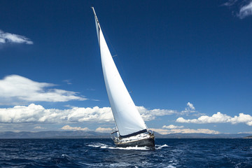 Obraz na płótnie Canvas Luxury yachts. Boat in sailing regatta.