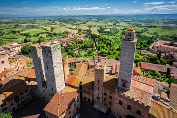 Deurstickers View of the city San Gimignano, Italy © shaiith