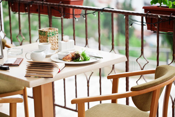 Breakfast at the restaurant with nice view