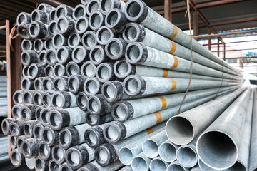 Stack of iron pipes