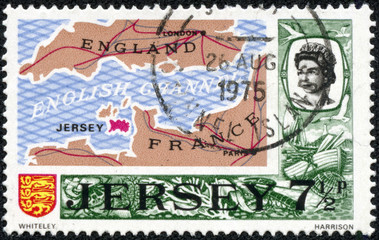 map of the Jersey Channel Island in the English Channel
