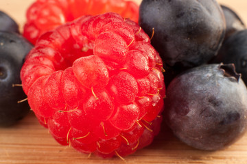 Raspberry and Blueberries Macro