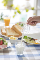 朝食のミルク