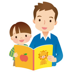 絵本の読み聞かせ　親子