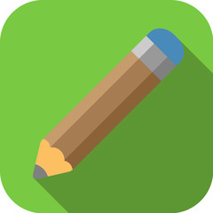 pencil icon in flat design with long shadow