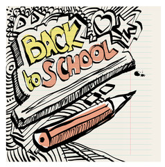Back to school naive primitive doodles hand drawn ink