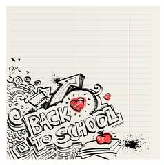 Back to school naive primitive doodles hand drawn