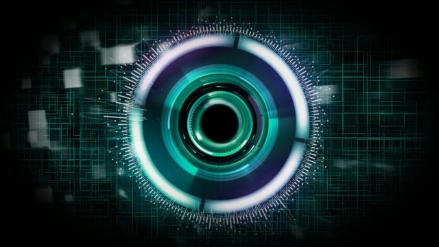 futuristic drone security scanner animation