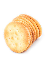 Peanut butter cream and biscuit in white background