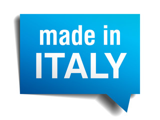 made in Italy blue 3d realistic speech bubble 