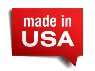 made in USA red 3d realistic speech bubble