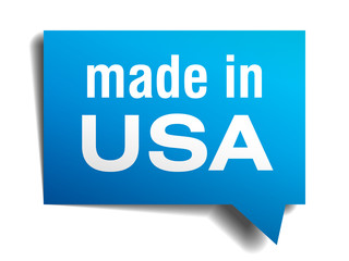 made in USA blue 3d realistic speech bubble
