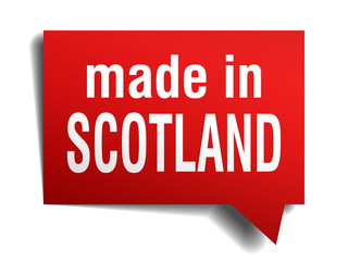 made in Scotland red 3d realistic speech bubble