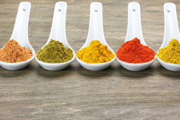 Assorted powder spices