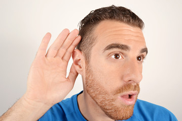 Man gesturing listening