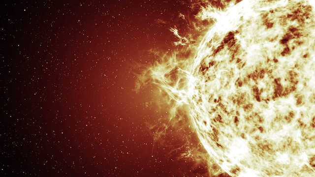 Computer generated video to simulate the sun storm