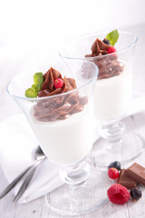 chocolate mousse and white cream