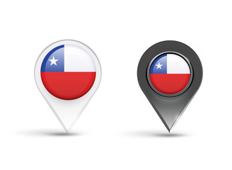 Pointers of Chile flag over white background