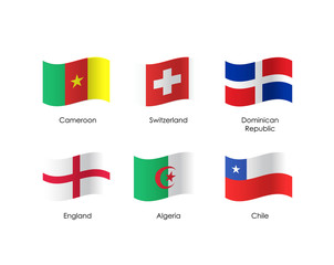 Set of flags over isolated white background
