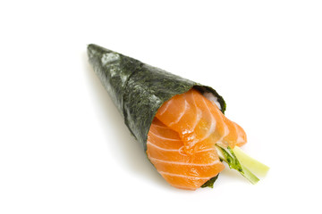 Sushi temaki isolated on white background