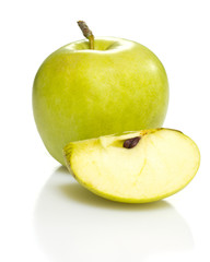 Sliced apple isolated on white background