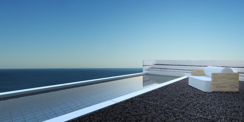 Patio with swimming pool overlooking the ocean