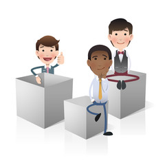 Obraz premium Business people with white boxes. Vector design.