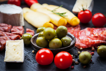 Platter of antipasti and appetizers