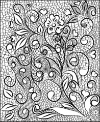 Flower pattern engraving scroll motif for vintage design card