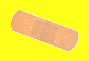 Single sticky bandage on yellow background