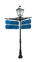 Isolated blue blank guidepost with space for wording, clipping path