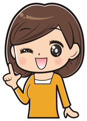 人差し指を立てる女性