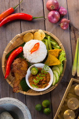 Fried chicken leg with rice