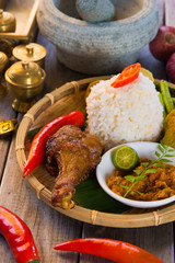 Fried chicken leg with rice