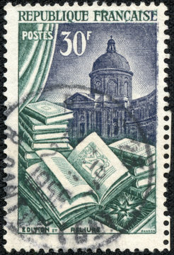 stamp printed in France dedicated to Book manufacture