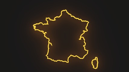 neon shining outline map of the france