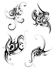 Set of graphic design elements in tribal art style