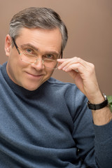 Fototapeta premium closeup of older man looking into camera.