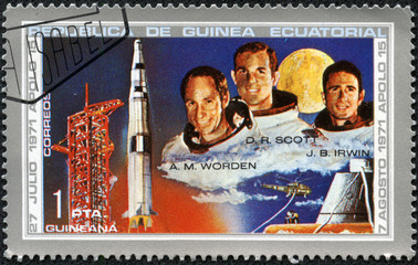 stamp printed by Equatorial Guinea, shows astronaut