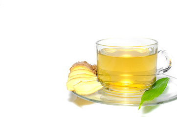 Tea with Ginger Root isolate on white background
