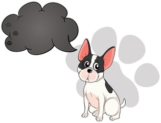 A cute dog with an empty callout