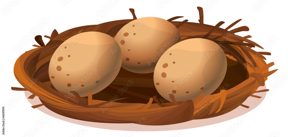 Poster a nest with three eggs