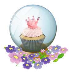 A crystal ball with a cupcake inside