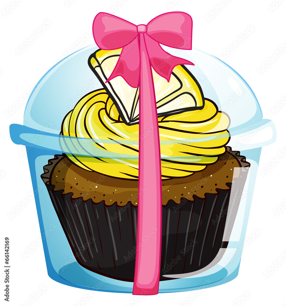 Sticker A cupcake with a yellow icing