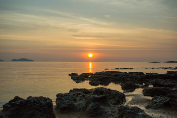 The large blue sky and seascape