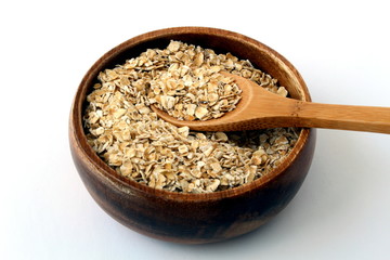 Oatmeal in a wood bowl