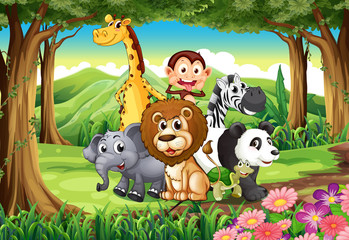 Obraz premium A forest with animals