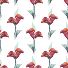 Materiał do szycia Watercolor flowers. Seamless pattern